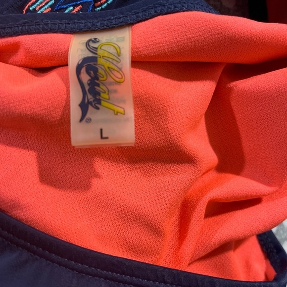 Navy and Coral Women's Swim Set Heat Swimwear BIKINI top + bottom size L. NWOT - Picture 8 of 9